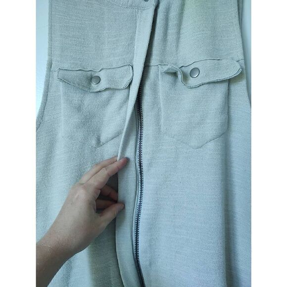 Free People Women's Size Small Gray Knit Snap Button Sweater Side Zippers - Picture 4 of 11